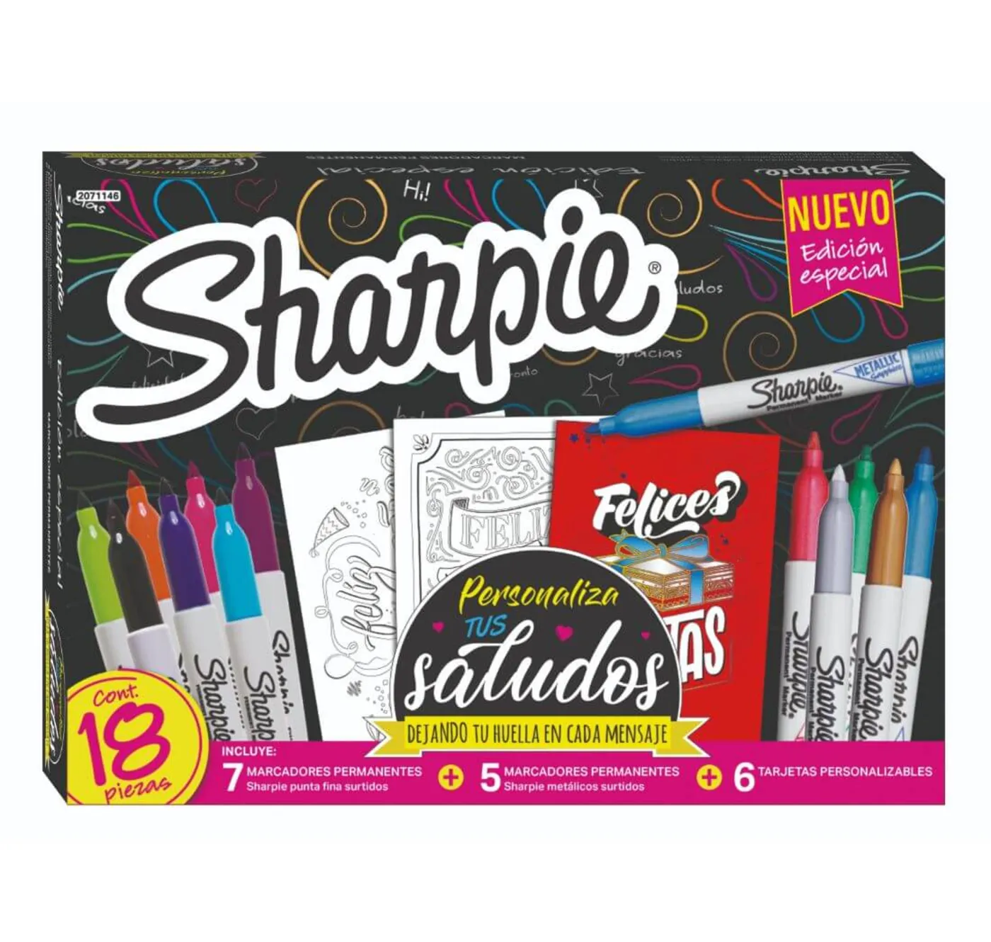 Set Marcadores SHARPIE x 12 Piezas + Tarjetas para colorear