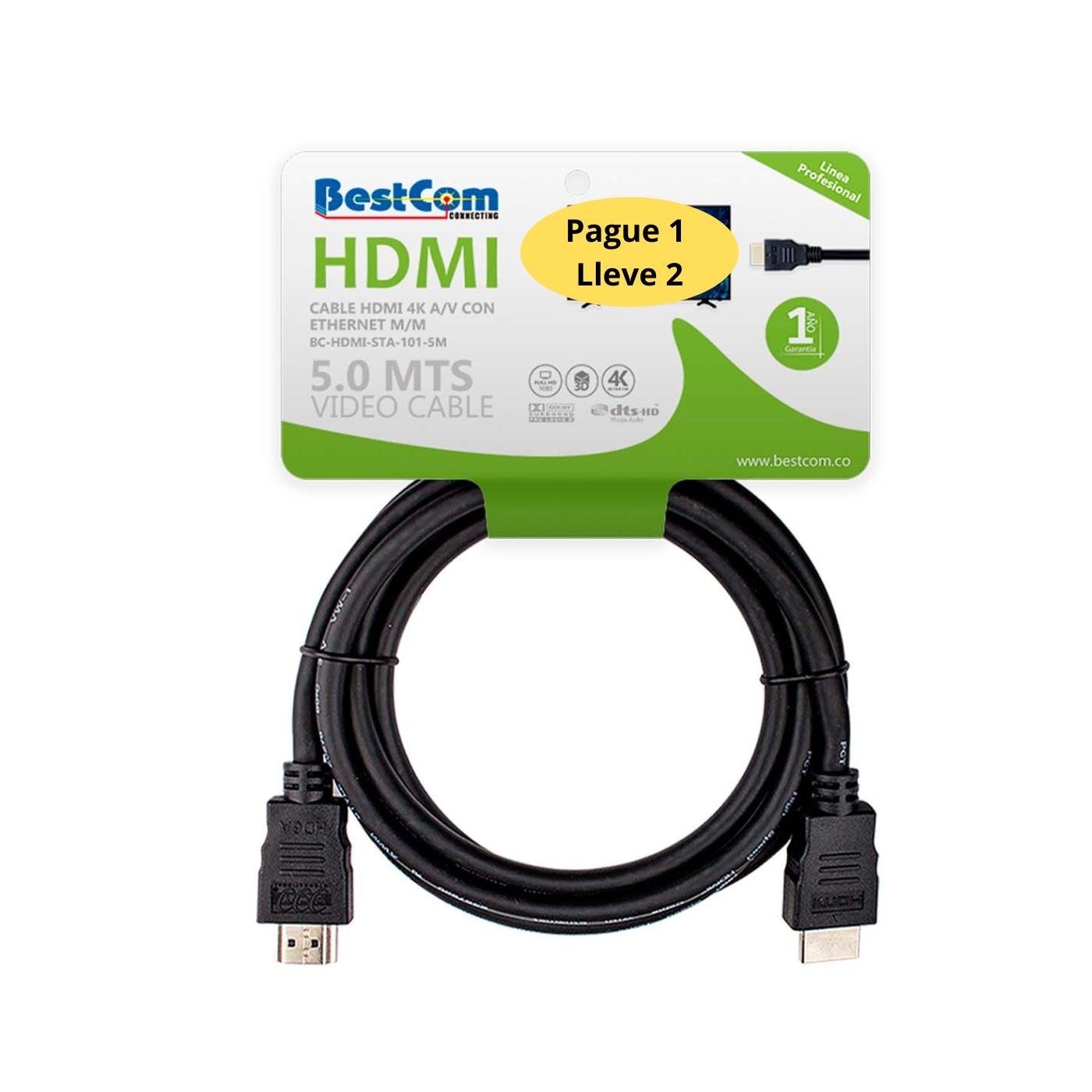 Cable BESTCOM HDMI a HDMI 4K de alta velocidad con Ethernet de 5 Metros