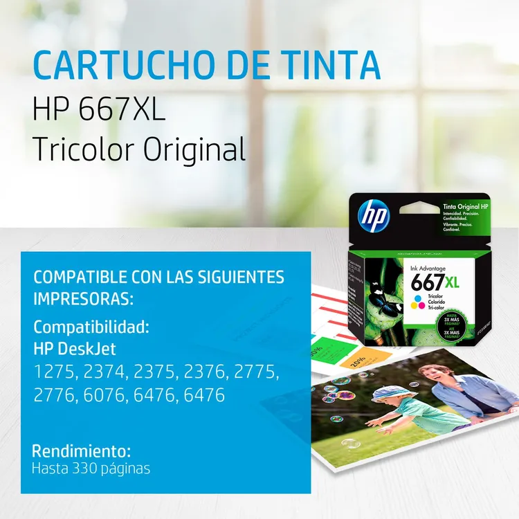 Cartucho de Tinta HP 667XL Tricolor