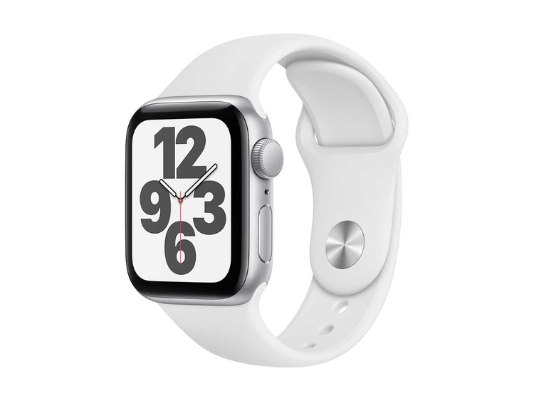 Apple Watch SE de 40 mm Caja de Aluminio en Plata, Correa Deportiva Blanca
