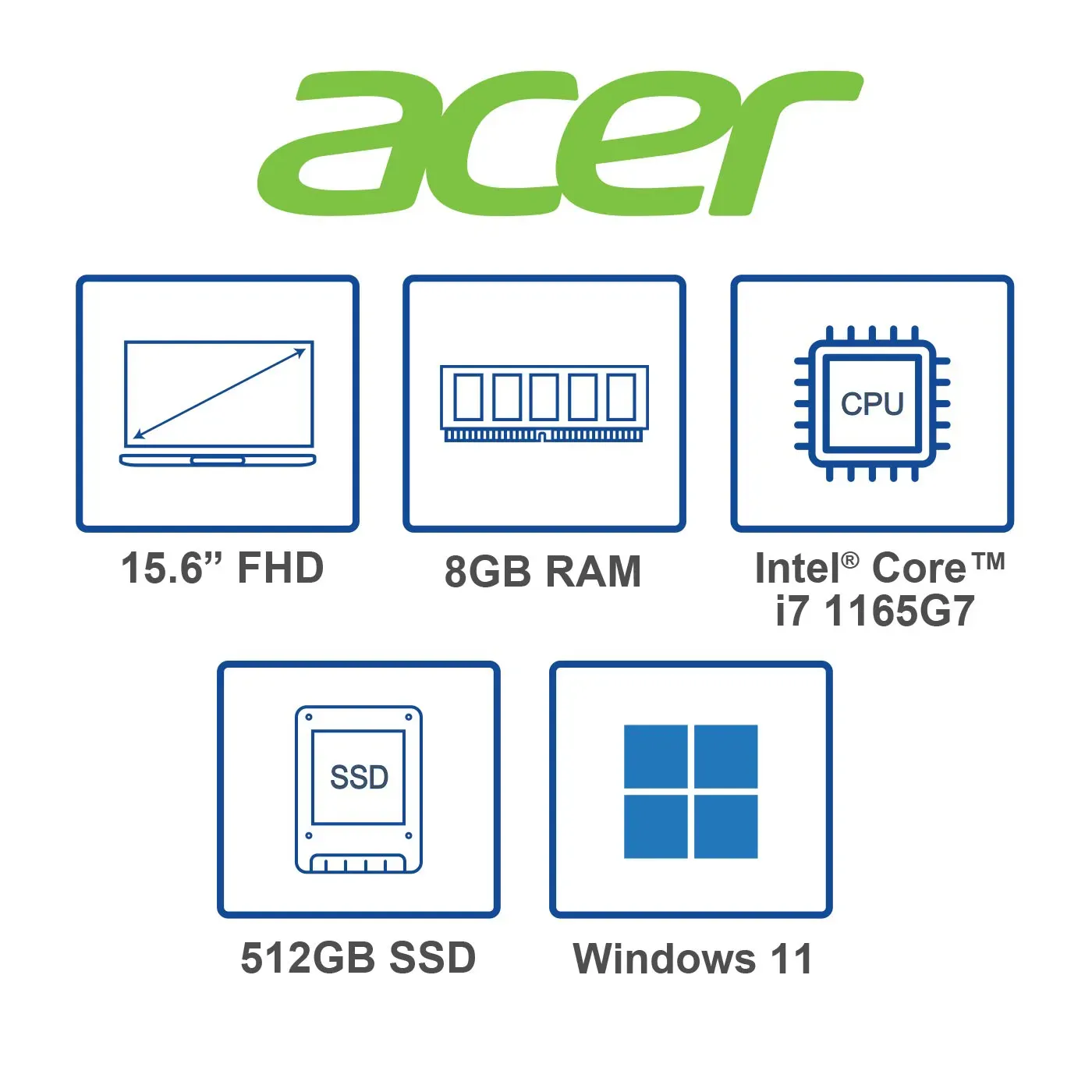 Computador Portátil ACER ASPIRE 3 15.6" Pulgadas 7001 Intel Core i7 - RAM 8GB - Disco SSD 512GB - Plateado