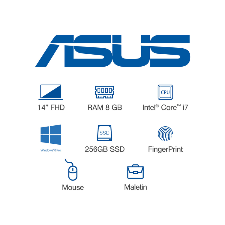Computador Portátil ASUS ExpertBook 14" Pulgadas B2451FA-EK0176R Procesador Intel Core i7 - 8 GB RAM - Disco Estado Sólido 256 GB - Negro