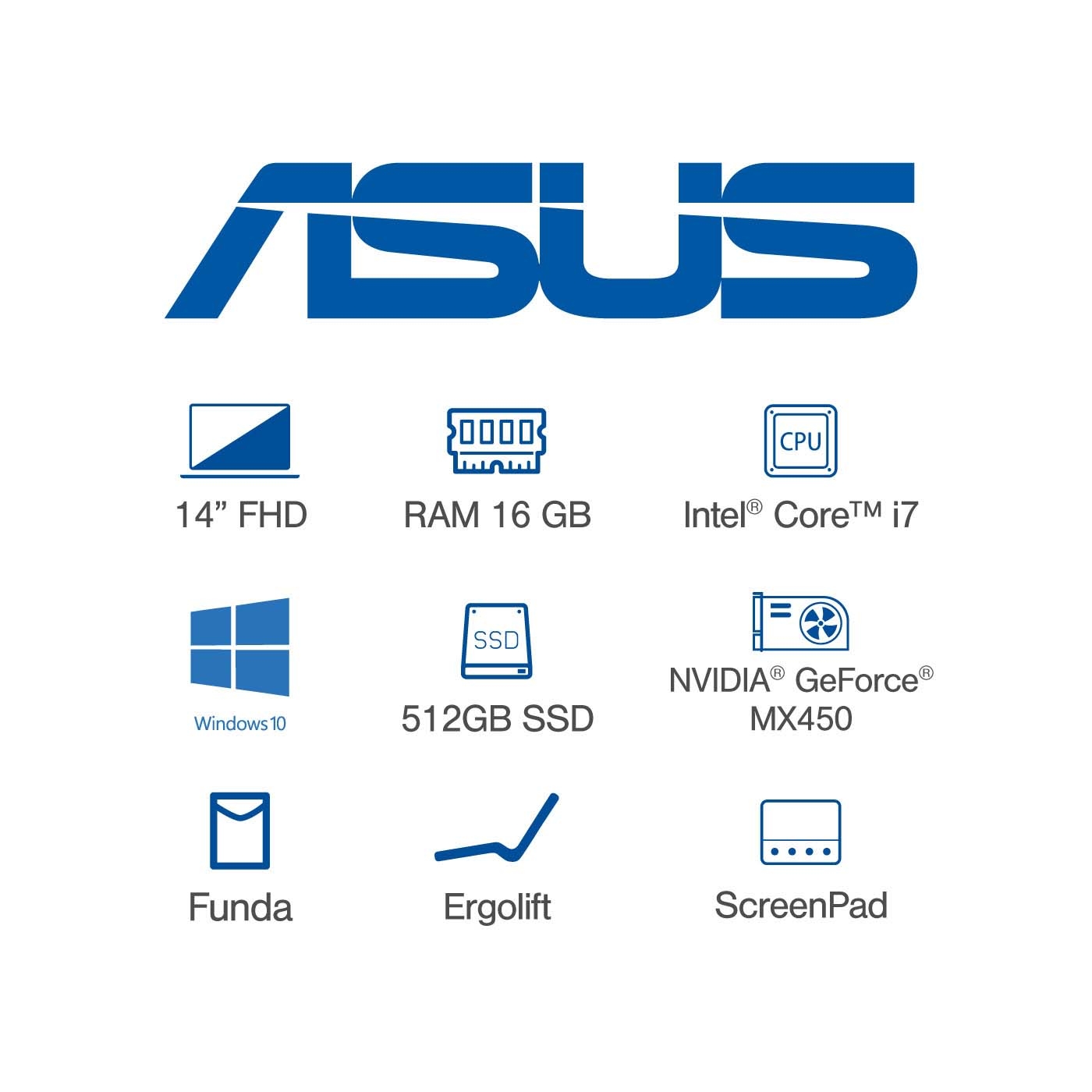 Computador Portátil ASUS ZenBook 14" Pulgadas UX435EG Intel Core i7 - RAM 16GB - Disco SSD 512 GB - Gris
