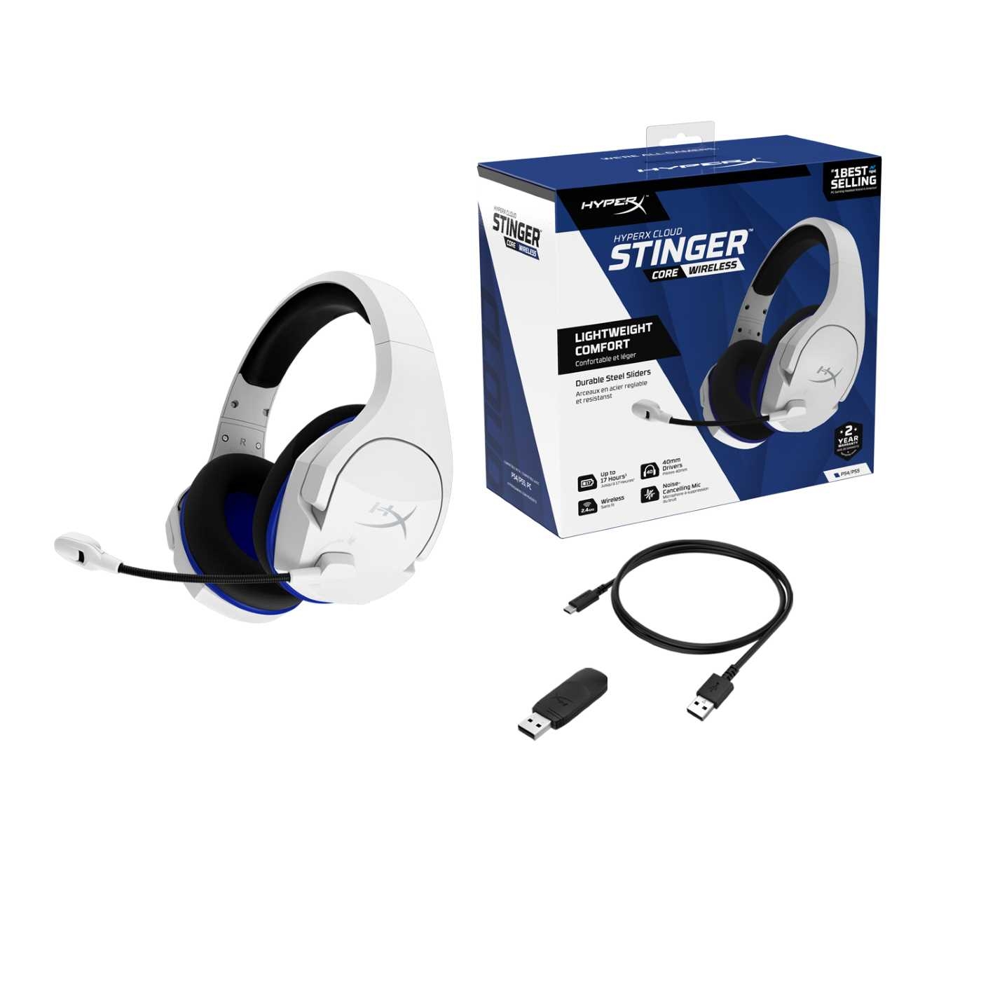 Audífonos de Diadema HYPERX Inalámbricos Over Ear Gaming Cloud Stinger PS5 Blanco/Negro