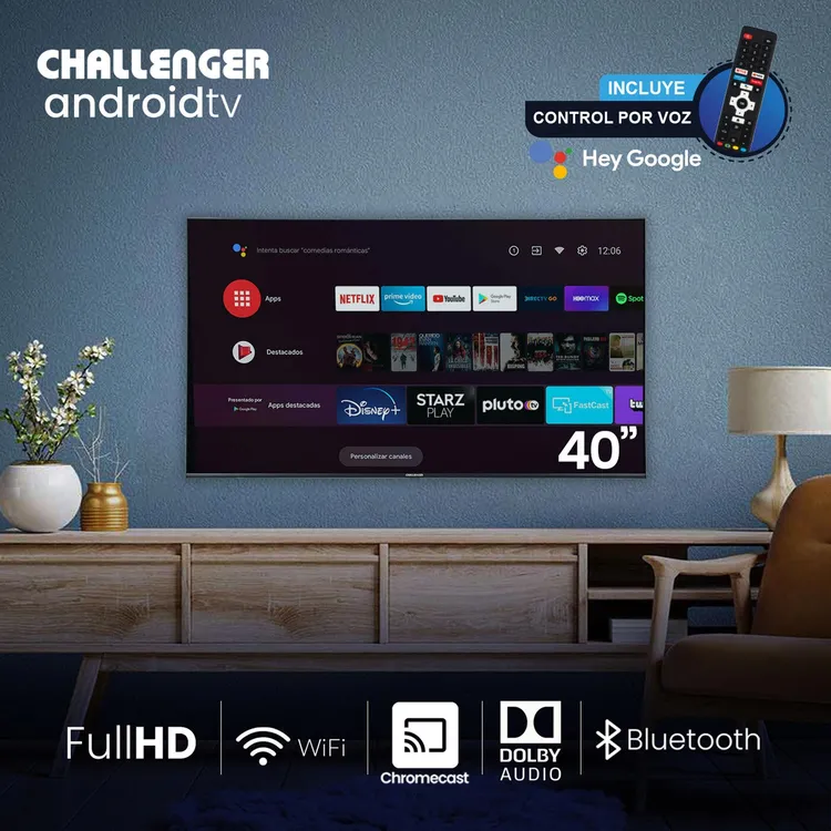 TV CHALLENGER 40" Pulgadas 101 cm LED40LO69 FHD LED Smart TV Android