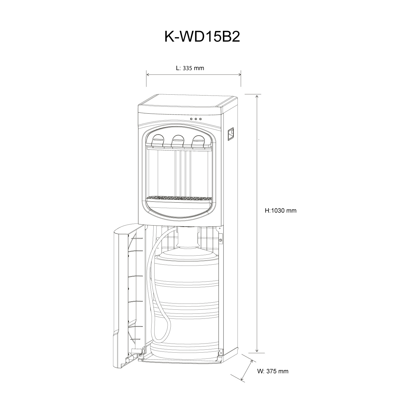 Dispensador de agua KALLEY de piso para botellón K-WD15B2 Gris