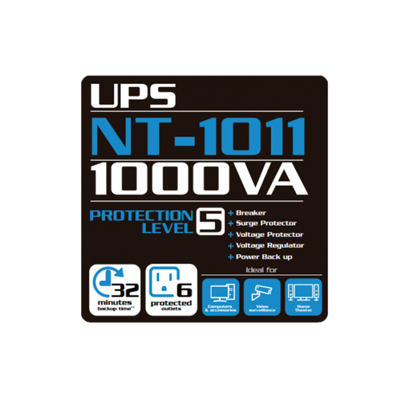 UPS Interactiva FORZA 1000VA / 500W 6 Salidas NT-1011
