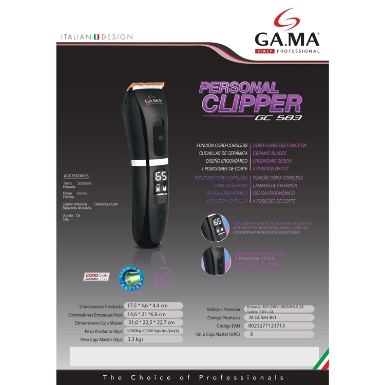 Cortapelo clipper GAMA GC 583 Negro