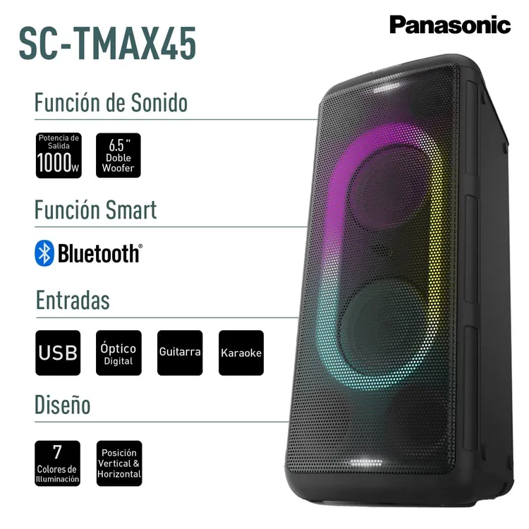 Minicomponente PANASONIC TMAX45 1000 Watts Negro Torre de Sonido