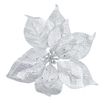 Adorno Navideño Rama Flor JOY Poinsettia Plateada Clip - " Adorno Navideño Rama Flor JOY Poinsettia Plateada Clip -