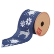 Cinta Navideña JOY Reno, Estrellas y Copos de Nieve Azul 6.3 cm - " Cinta Navideña JOY Reno, Estrellas y Copos de Nieve Azul 6.3 cm -