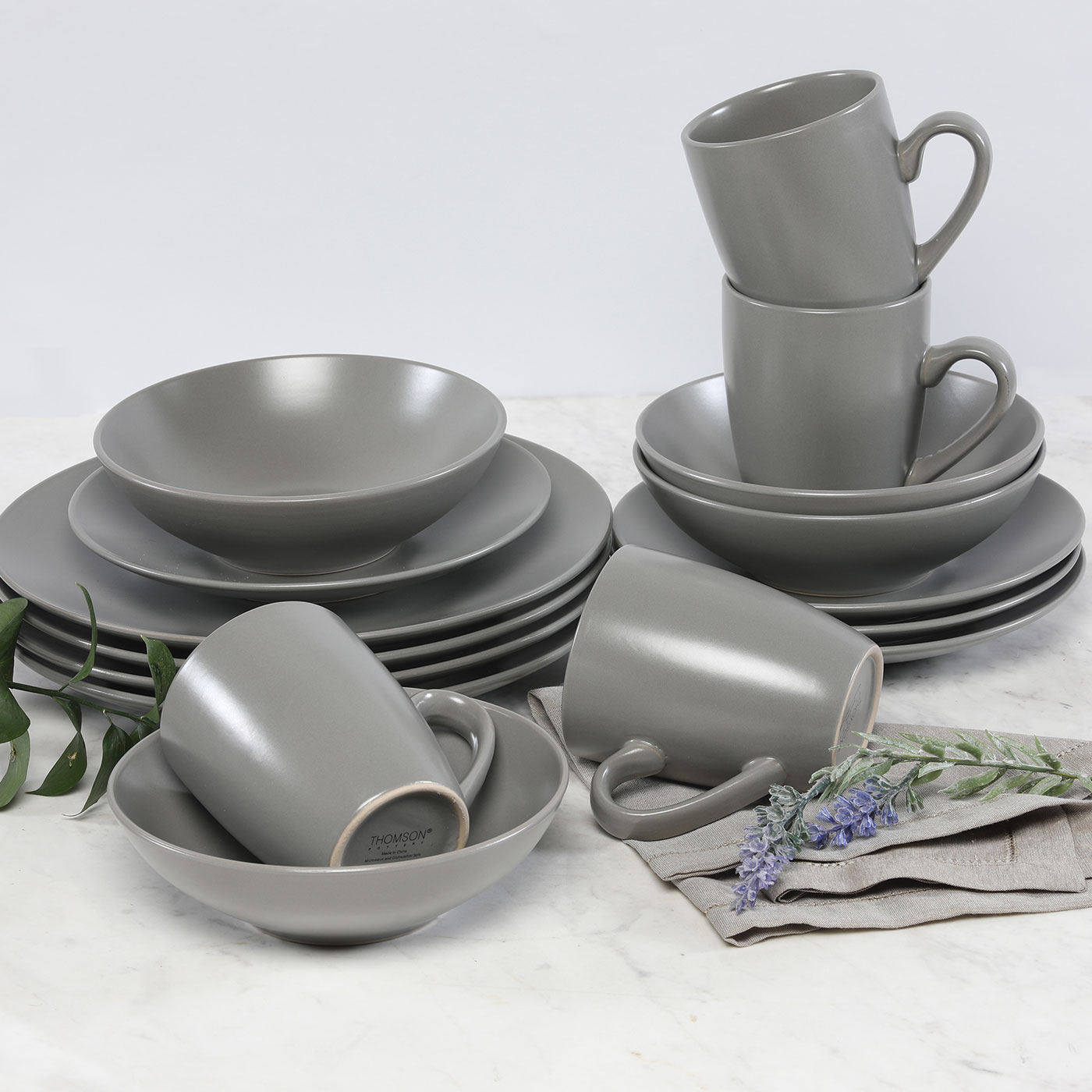 Vajilla THOMSON POTTERY 4 Puestos/16 Pizas Cerámica Mono Slate Vajilla THOMSON POTTERY 4 Puestos/16 Pizas Cerámica Mono Slate