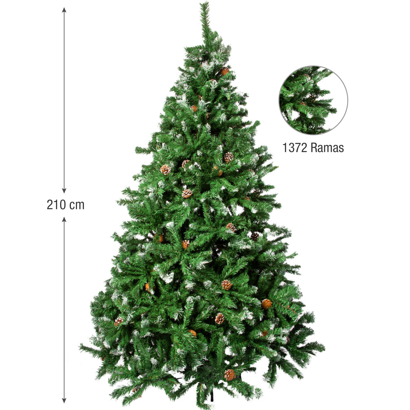 Árbol de Navidad JOY con Piñas 210 cm - 1372 Ramas Árbol de Navidad JOY con Piñas 210 cm - 1372 Ramas