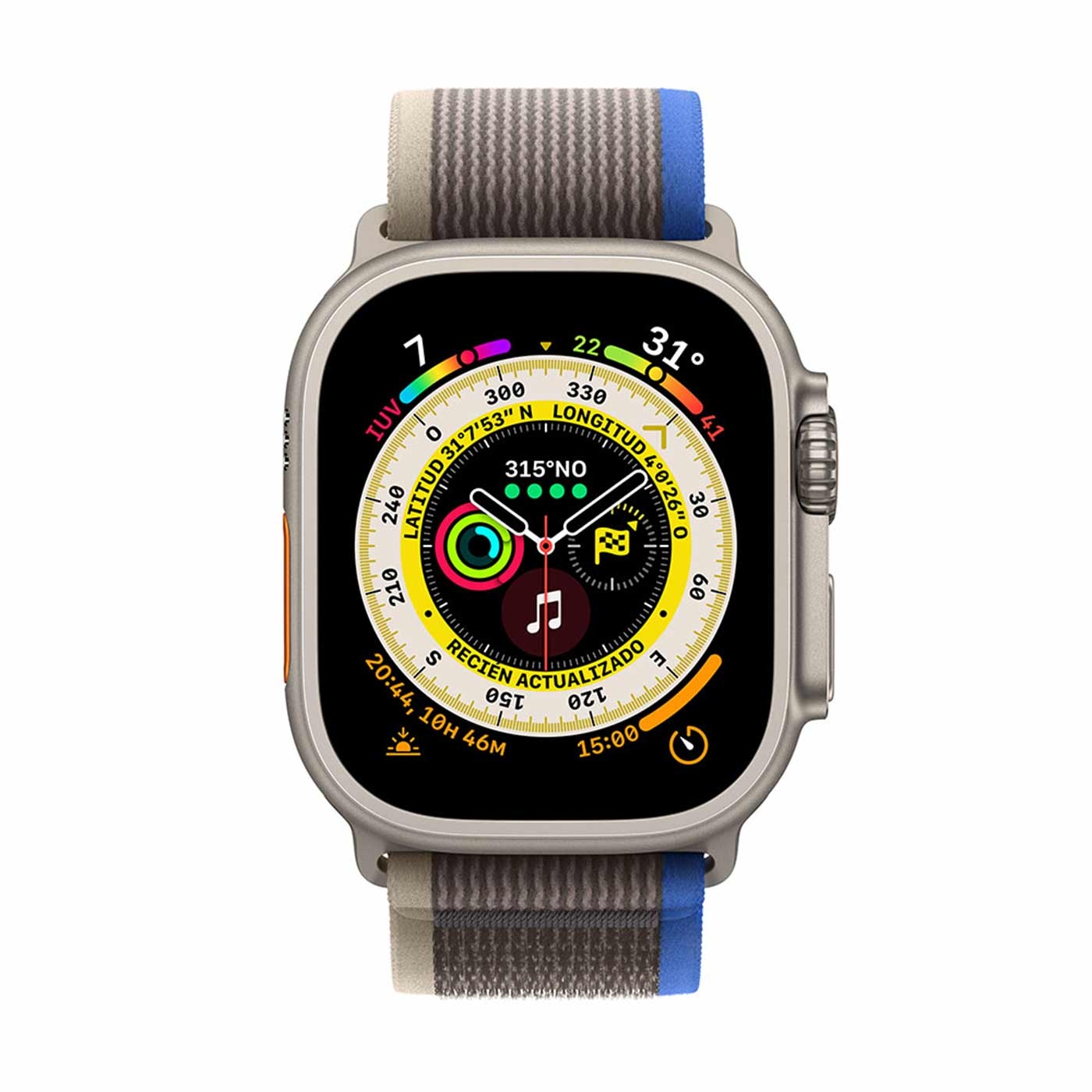 Apple Watch Ultra GPS + Cellular de 49 mm Caja de Titanio, Correa Loop Trail Azul|Gris Talla S|M