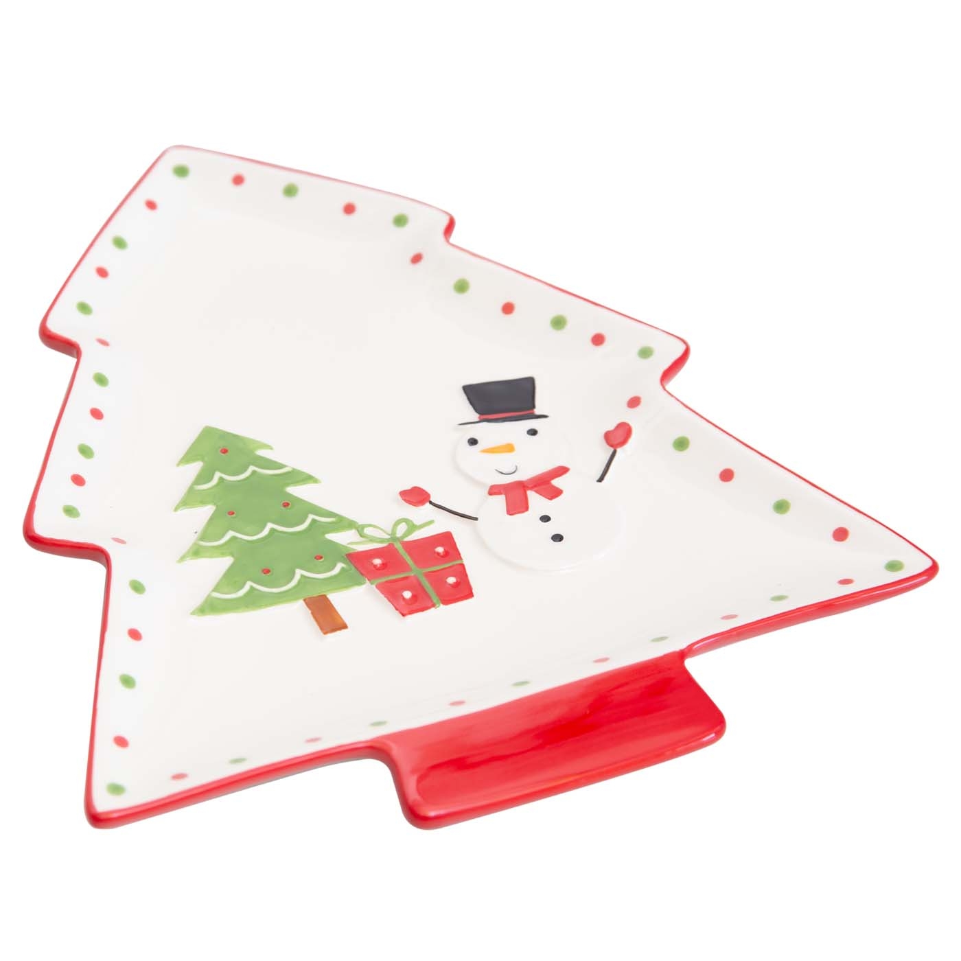 Plato Forma de Árbol JOY Muñeco de Nieve Navidad Plato Forma de Árbol JOY Muñeco de Nieve Navidad