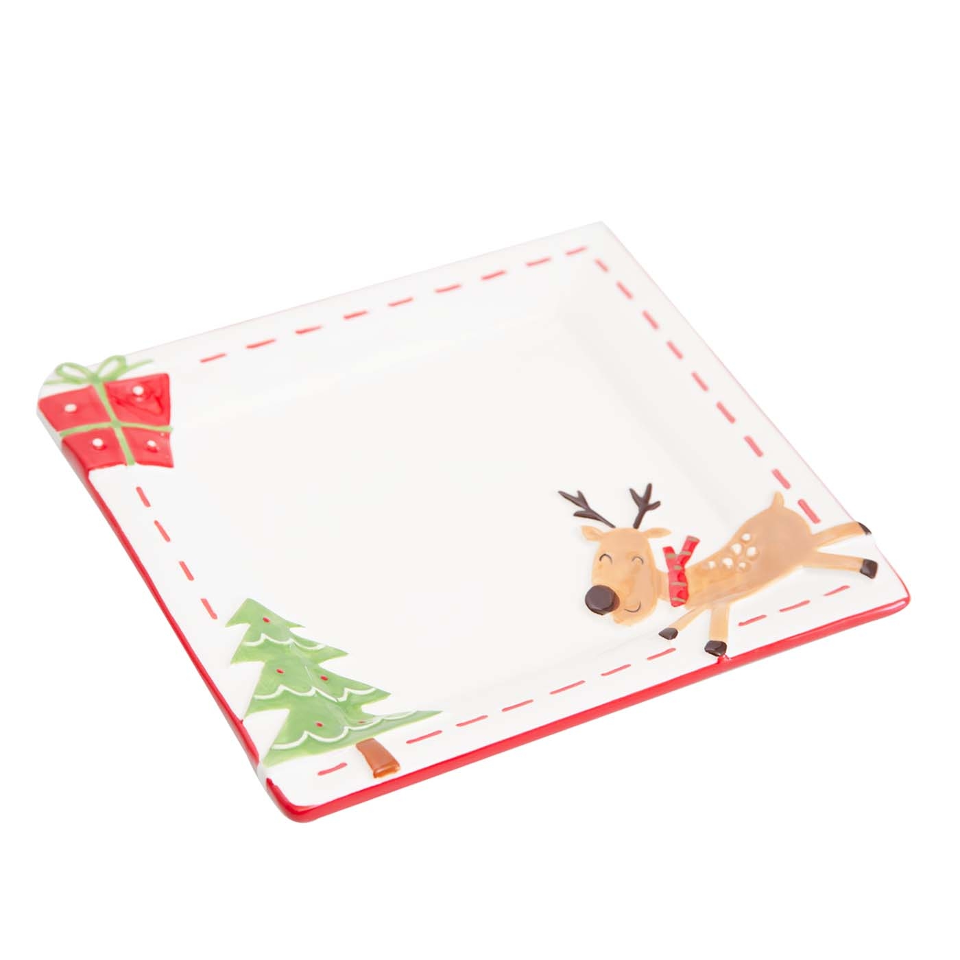 Plato Cuadrado JOY Muñeco de Nieve Navidad Plato Cuadrado JOY Muñeco de Nieve Navidad