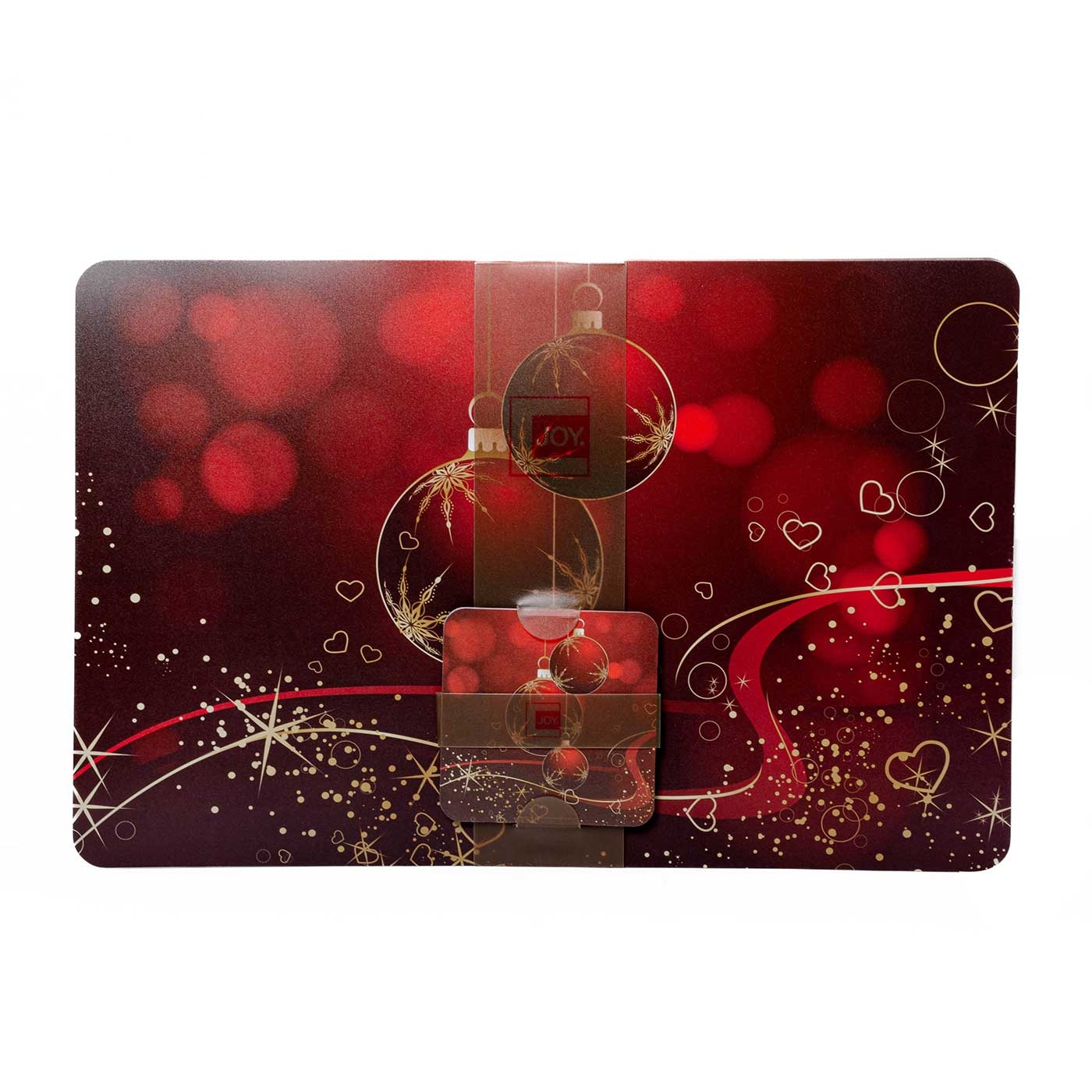 Set x 4 Individuales + 4 Portavasos JOY Bolas Rojas Navidad Set x 4 Individuales + 4 Portavasos JOY Bolas Rojas Navidad