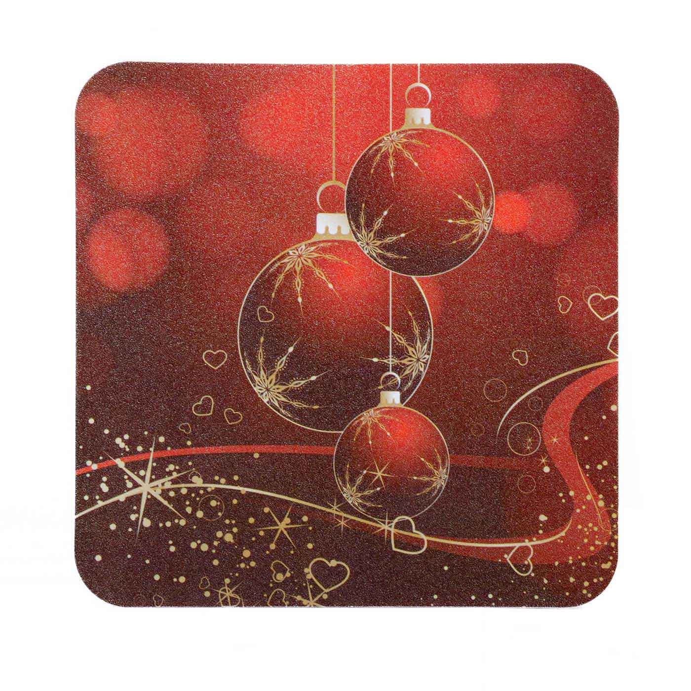 Set x 4 Individuales + 4 Portavasos JOY Bolas Rojas Navidad Set x 4 Individuales + 4 Portavasos JOY Bolas Rojas Navidad