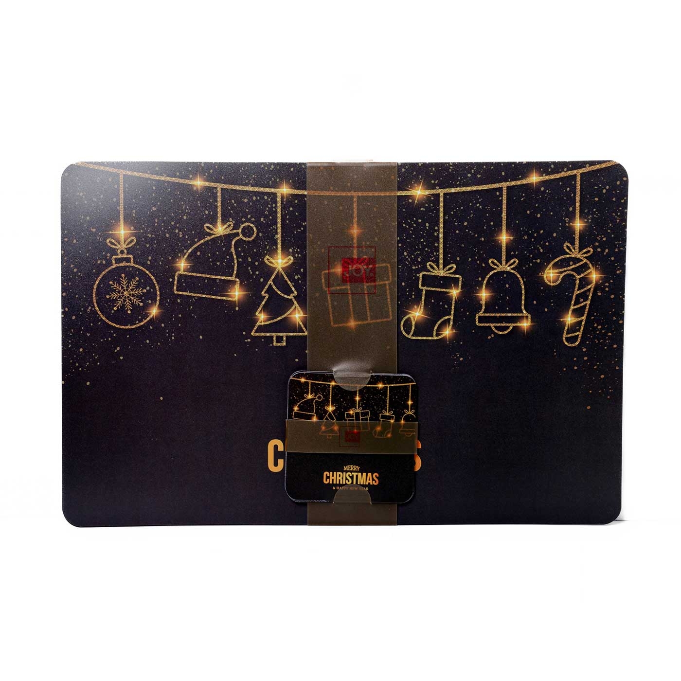 Set x 4 Individuales + 4 Portavasos JOY Feliz Navidad & Año Nuevo Set x 4 Individuales + 4 Portavasos JOY Feliz Navidad & Año Nuevo