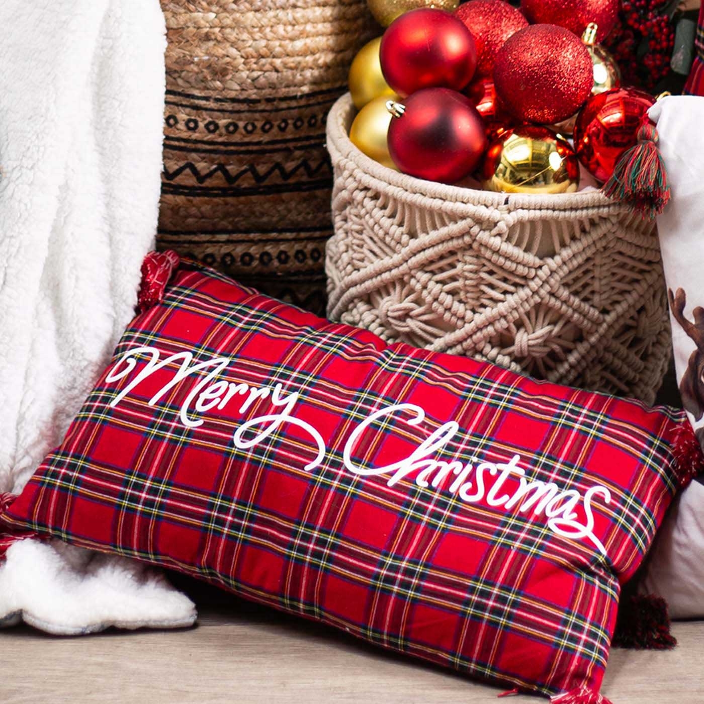 Cojín Navidad JOY Cuadros Escoces 30 x 50 cm Cojín Navidad JOY Cuadros Escoces 30 x 50 cm