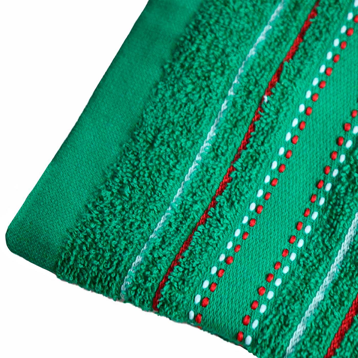 Set x 2 Toallas de Manos FATELARES Guirnalda 40 x70 cms/400 grms Blanca con Decorado y Verde con Decorado Set x 2 Toallas de Manos FATELARES Guirnalda 40 x70 cms/400 grms Blanca con Decorado y Verde con Decorado