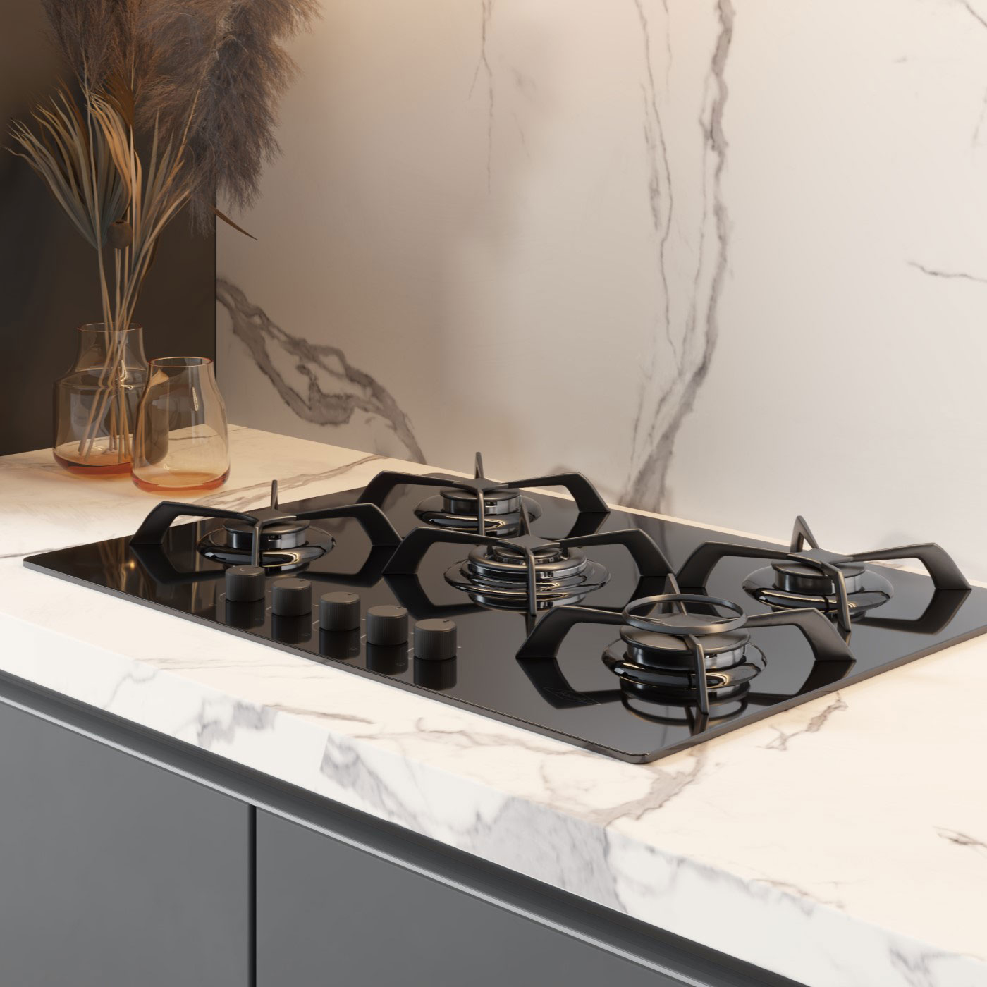 Estufa de empotrar HACEB 76cms 5 Puestos Gas Natural APL CG 76 Negro Estufa de empotrar HACEB 76cms 5 Puestos Gas Natural APL CG 76 Negro