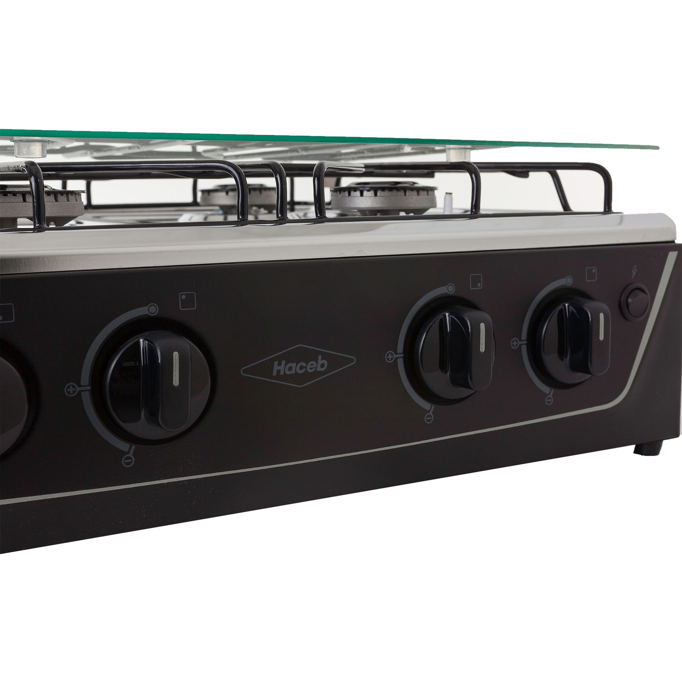 Estufa de Mesa HACEB 4 Puestos Gas Propano Avellana Vidrio Negro Estufa de Mesa HACEB 4 Puestos Gas Propano Avellana Vidrio Negro