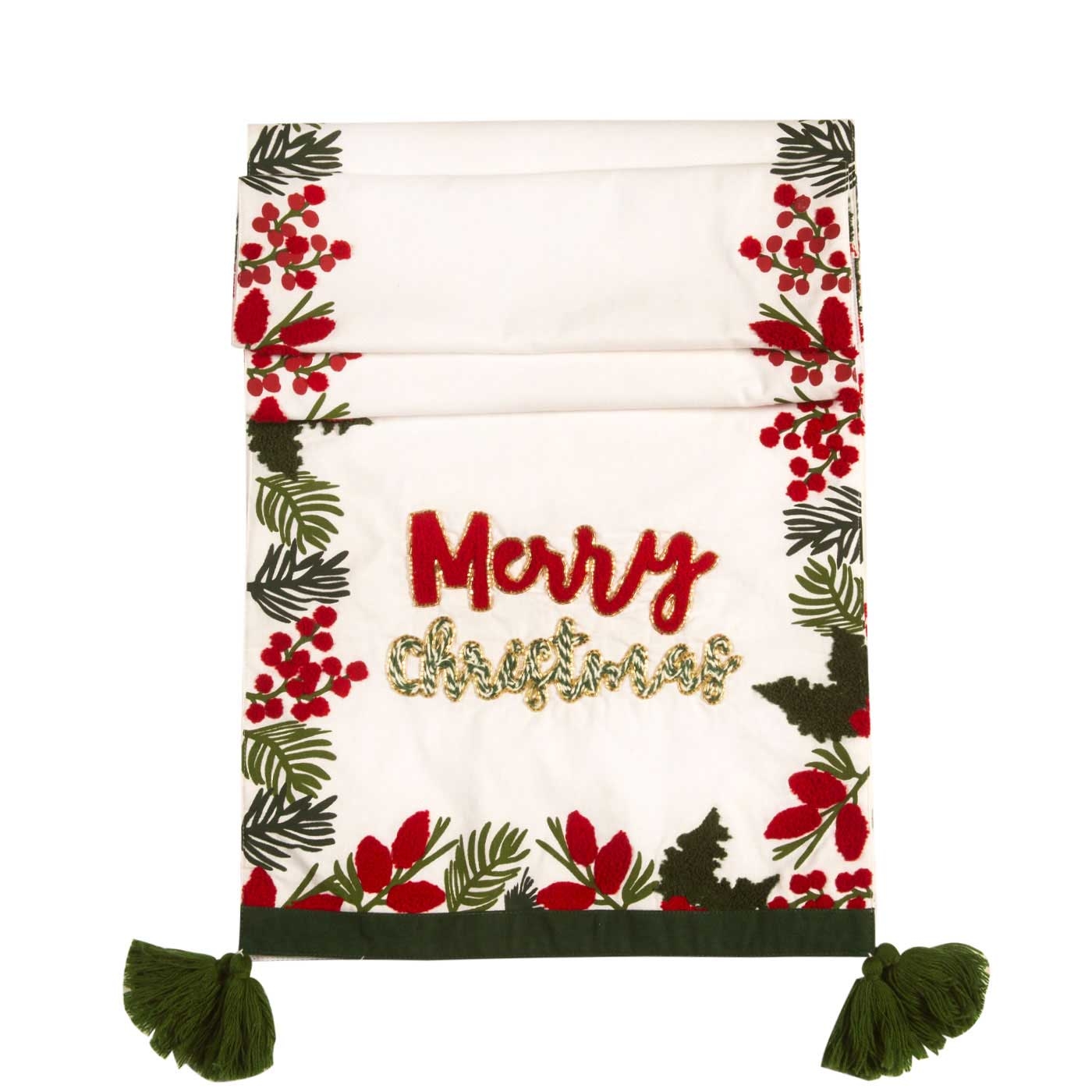 Camino de Mesa JOY Merry Christmas 35 x 180 cm Blanco/Verde Camino de Mesa JOY Merry Christmas 35 x 180 cm Blanco/Verde