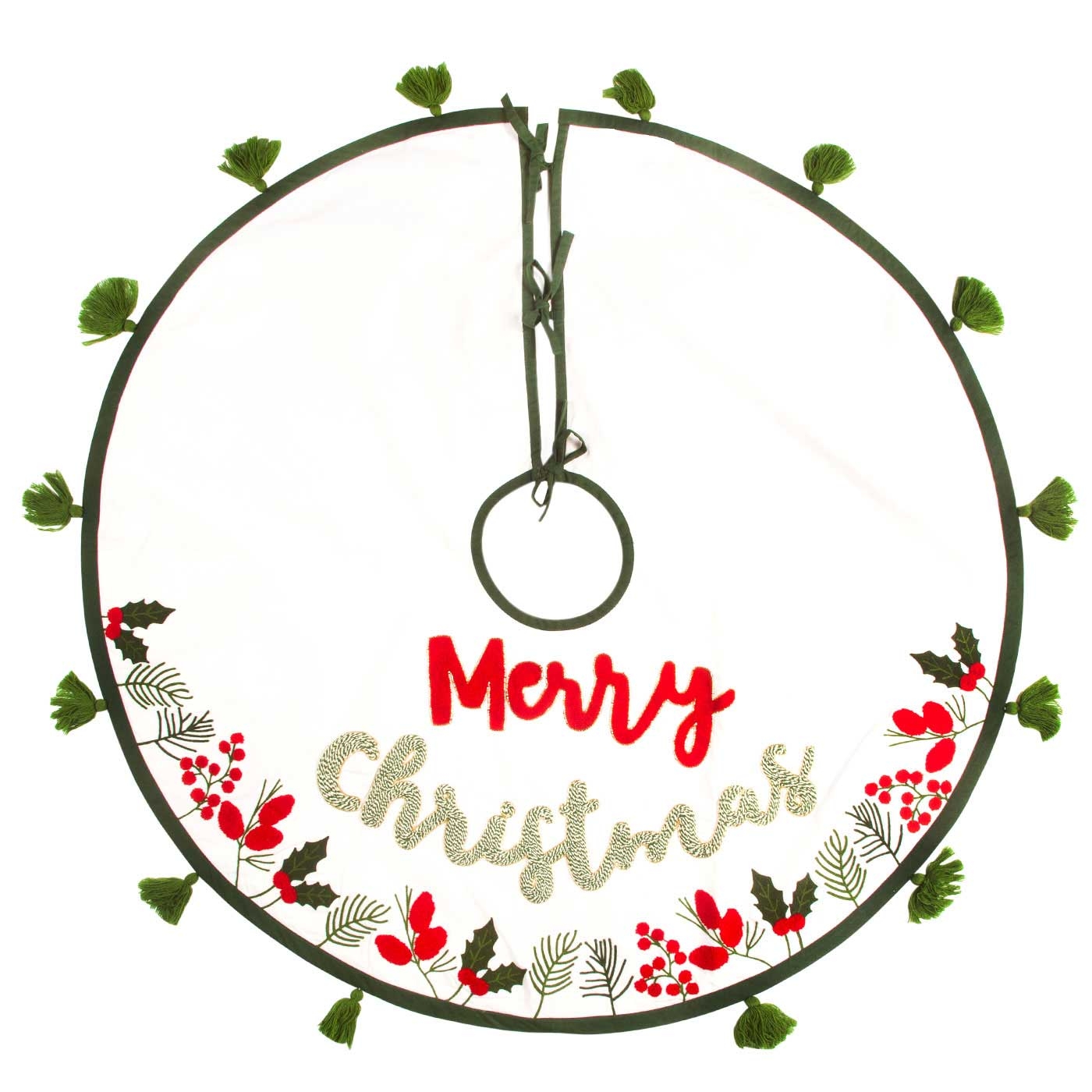 Pie de Árbol JOY Merry Christmas 110 cm Blanco/Verde Pie de Árbol JOY Merry Christmas 110 cm Blanco/Verde