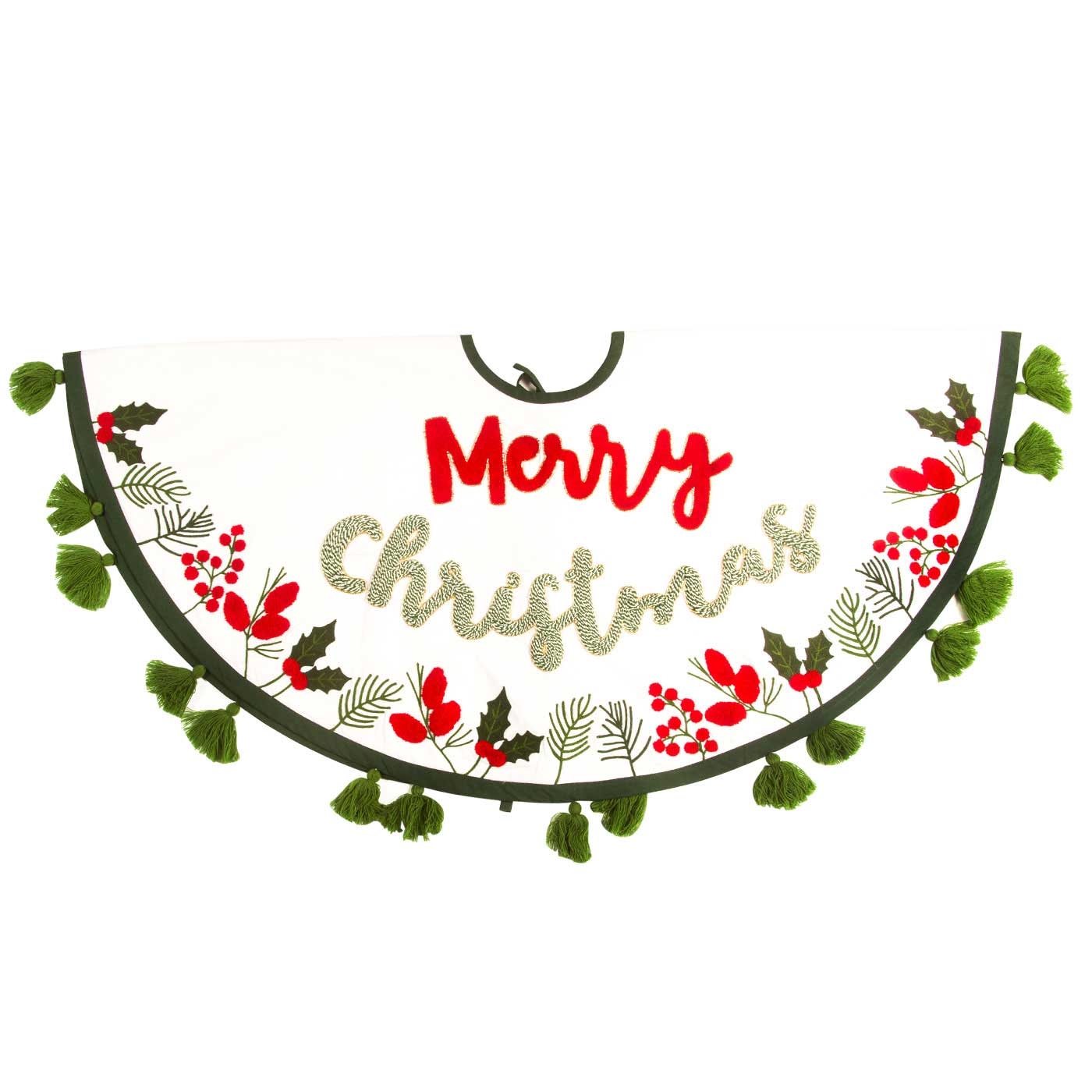 Pie de Árbol JOY Merry Christmas 110 cm Blanco/Verde Pie de Árbol JOY Merry Christmas 110 cm Blanco/Verde