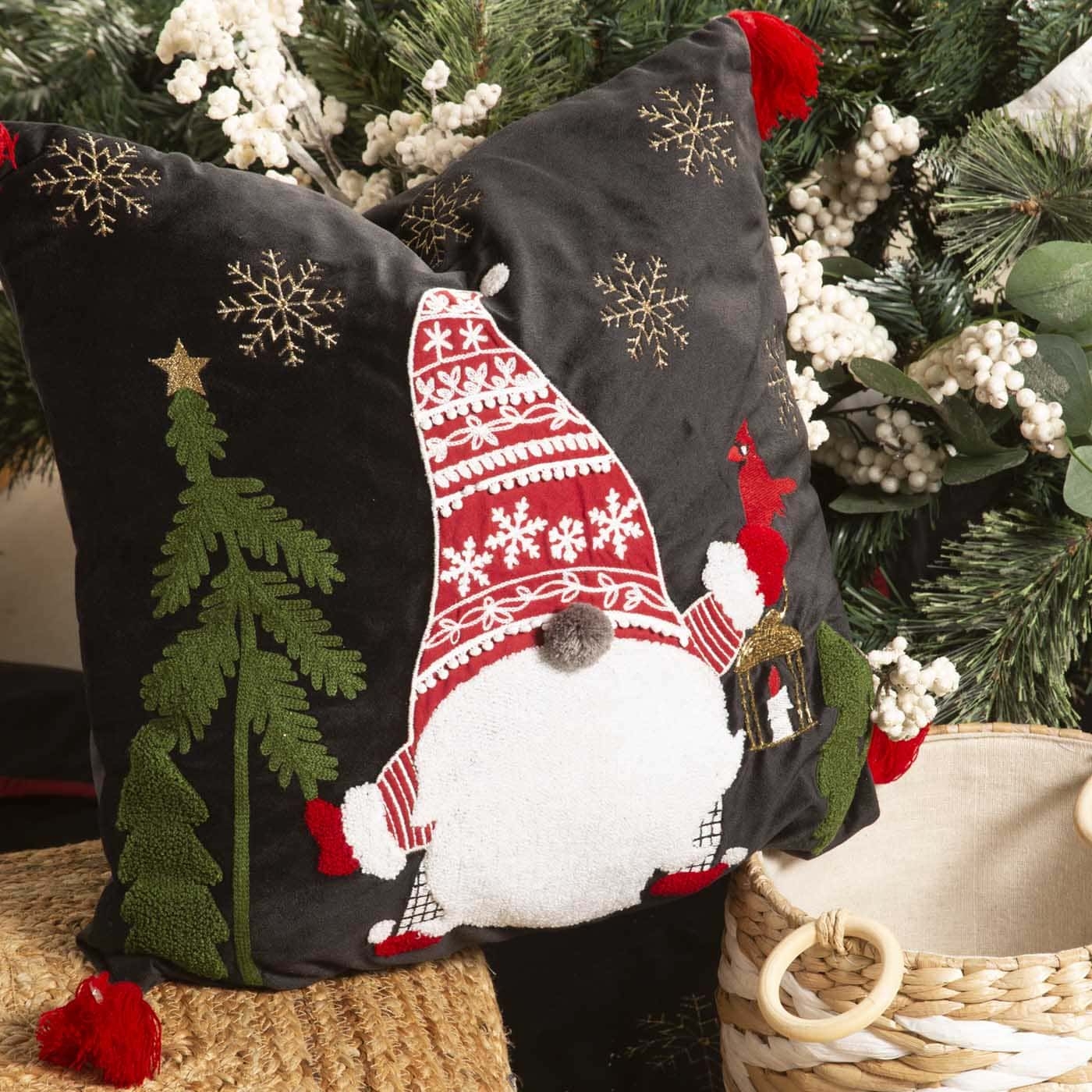 Cojín Decorativo JOY Papa Noel Navidad 45 x 45 cm Negro Cojín Decorativo JOY Papa Noel Navidad 45 x 45 cm Negro