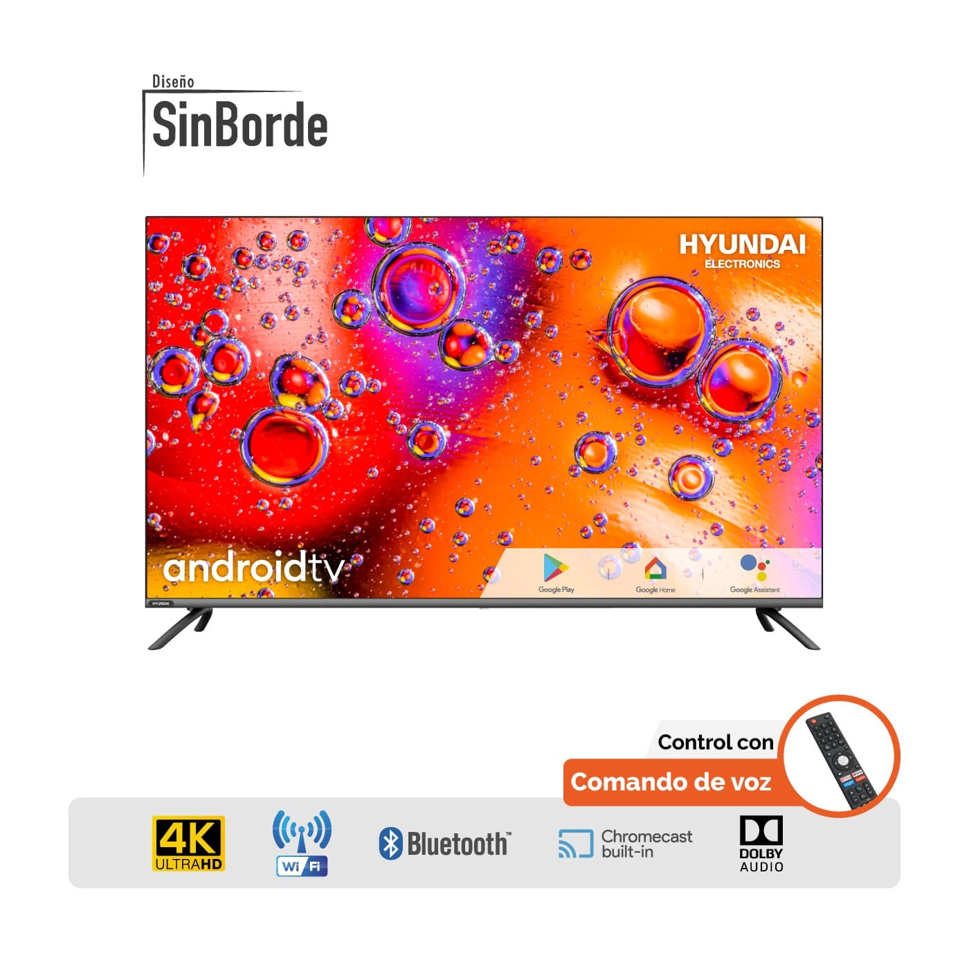 TV HYUNDAI 58" Pulgadas 149.8 cm HYLED 5806A4KM 4K-UHD LED Smart TV Android