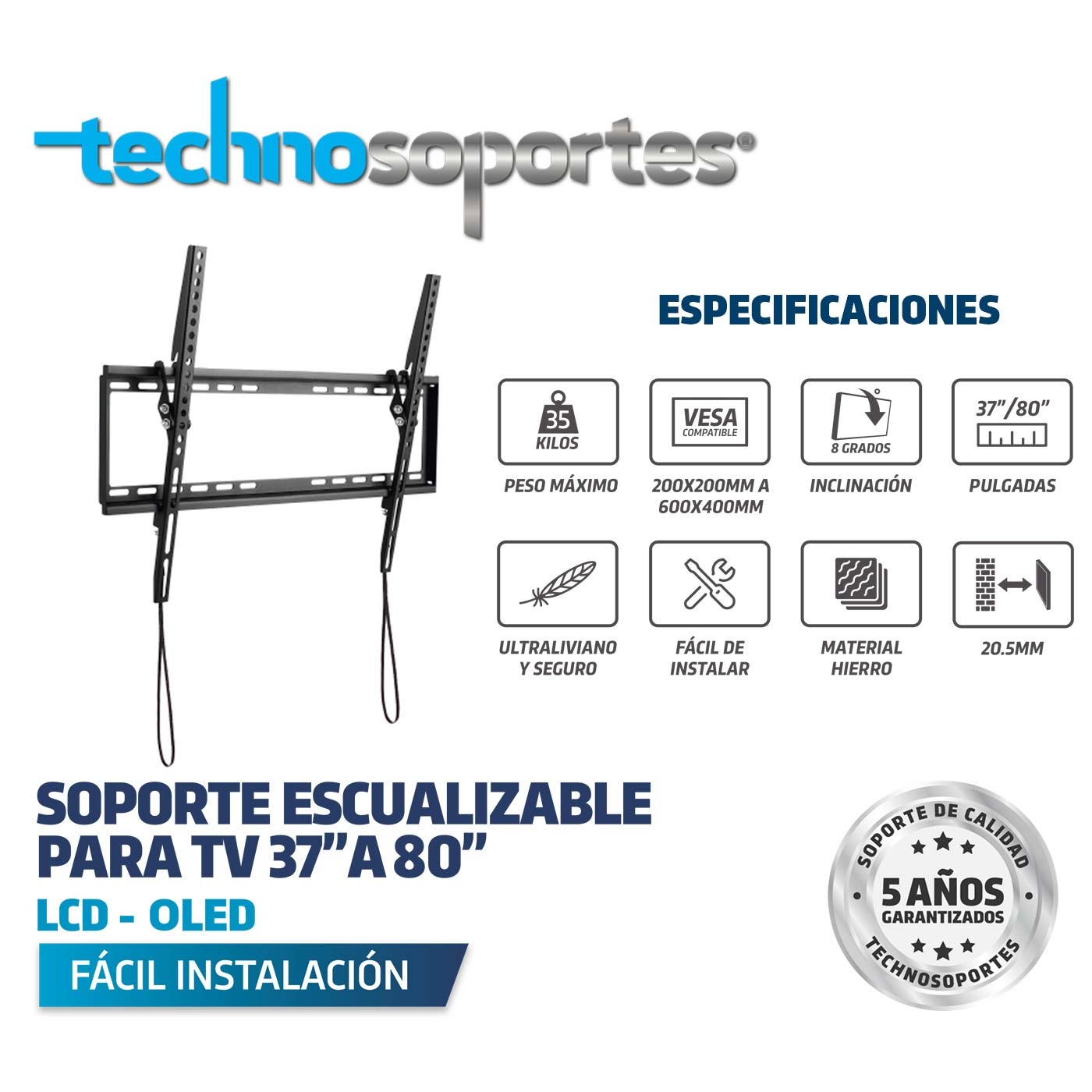 Base TECHNOSOPORTES Escualizable para televisores de 37