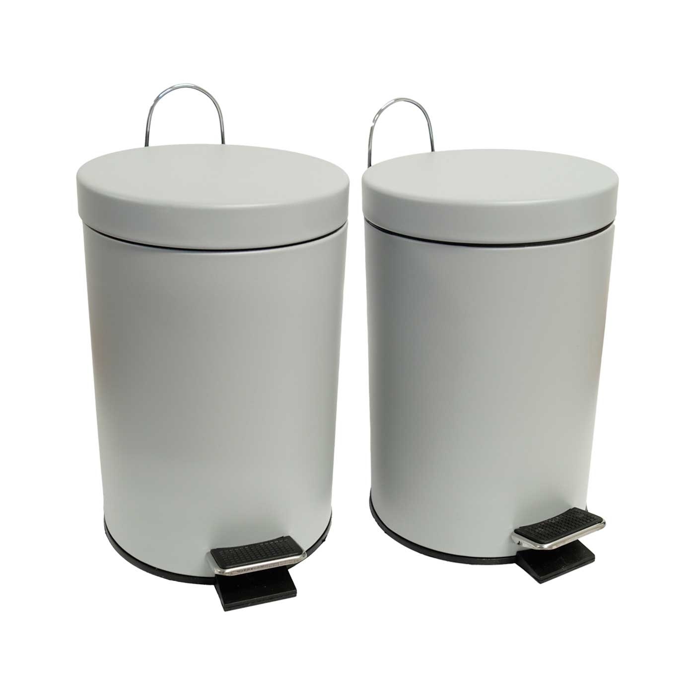 Set x 2 Canecas / Papeleras de Pedal 3 Litros FREE HOME Gris Set x 2 Canecas / Papeleras de Pedal 3 Litros FREE HOME Gris