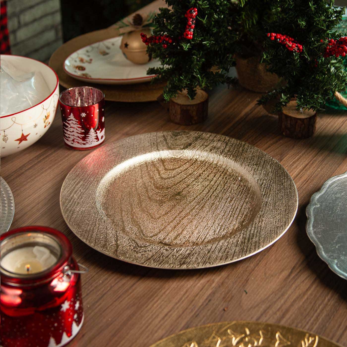 Plato Base 32 cm JOY Gris Líneas Plato Base 32 cm JOY Gris Líneas