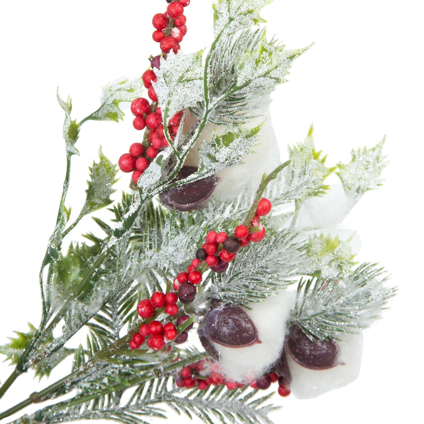 Adorno Navideño Rama Nevada JOY con Berries y Algodón 30 cm Adorno Navideño Rama Nevada JOY con Berries y Algodón 30 cm