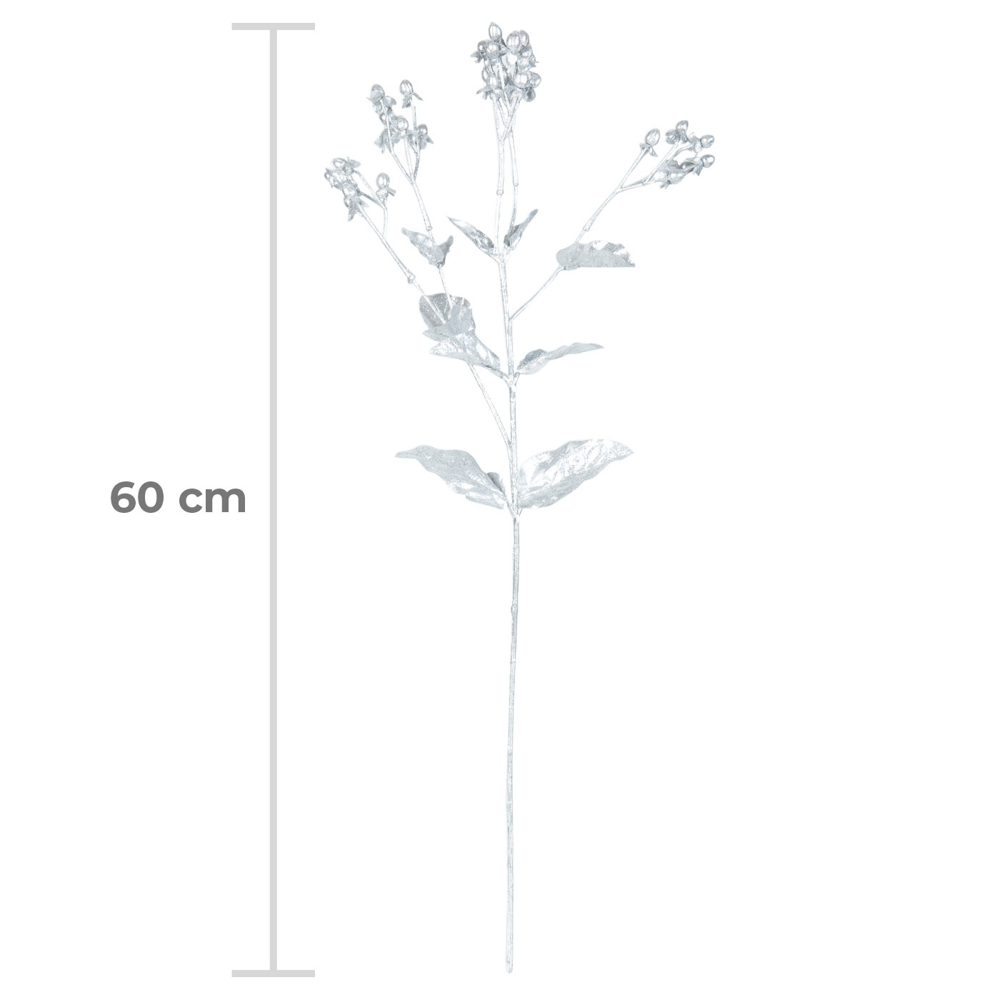 Adorno Navideño Rama con Hojas Plateadas JOY Tallo Largo 60 cm Adorno Navideño Rama con Hojas Plateadas JOY Tallo Largo 60 cm
