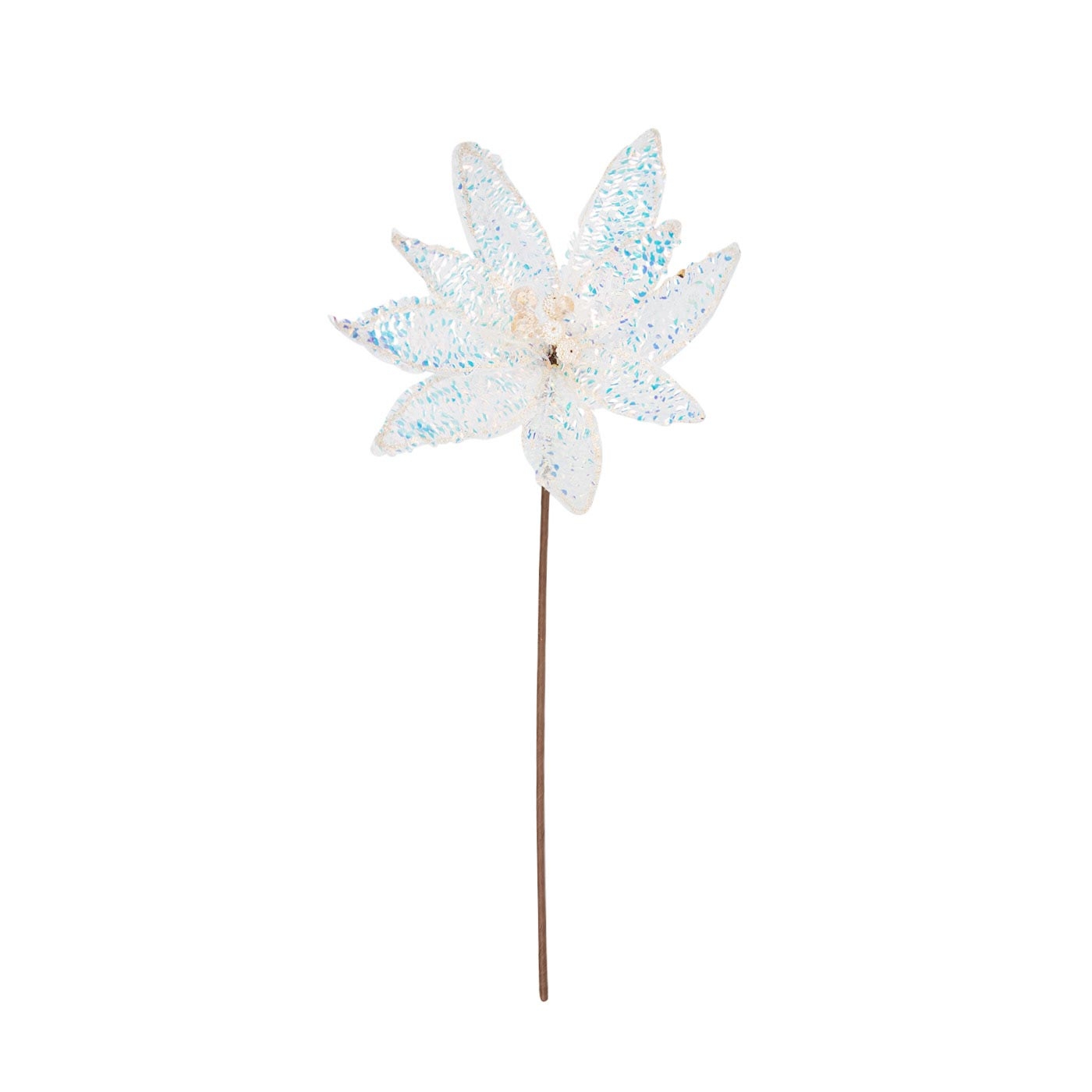 Adorno Navideño Rama Flor JOY Poinsettia Blanca con Lentejuelas 50 cm Adorno Navideño Rama Flor JOY Poinsettia Blanca con Lentejuelas 50 cm