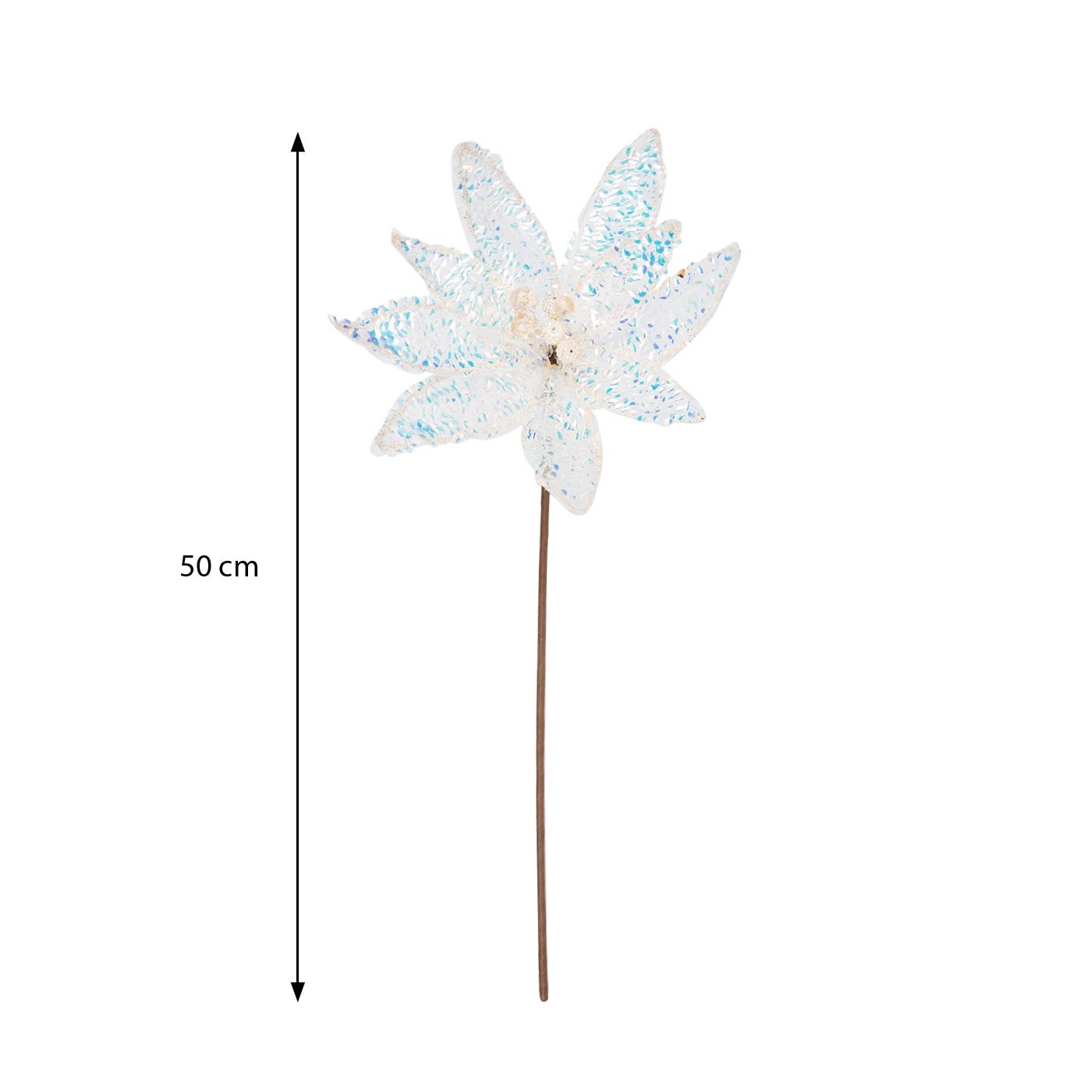 Adorno Navideño Rama Flor JOY Poinsettia Blanca con Lentejuelas 50 cm Adorno Navideño Rama Flor JOY Poinsettia Blanca con Lentejuelas 50 cm