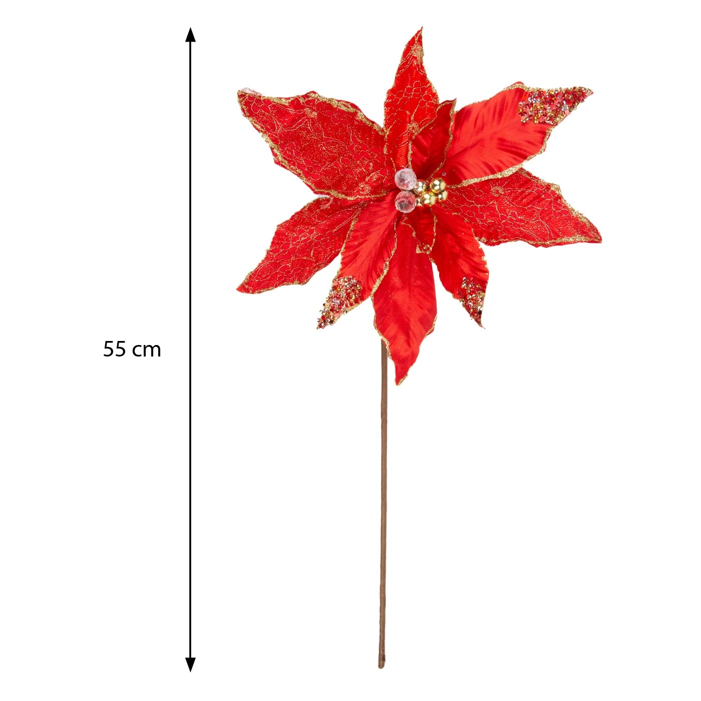 Adorno Navideño Rama Flor JOY Poinsettia Roja 55 cm Adorno Navideño Rama Flor JOY Poinsettia Roja 55 cm