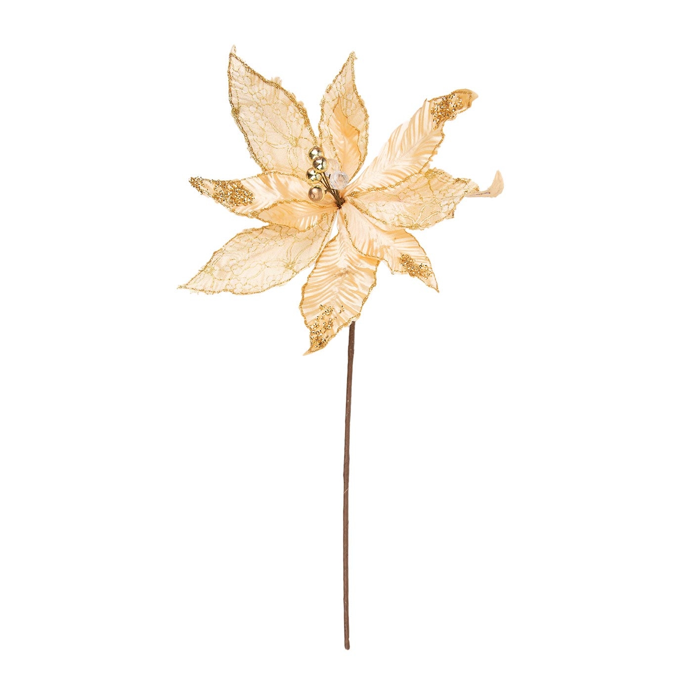 Adorno Navideño Rama Flor JOY Poinsettia Dorada 55 cm Adorno Navideño Rama Flor JOY Poinsettia Dorada 55 cm