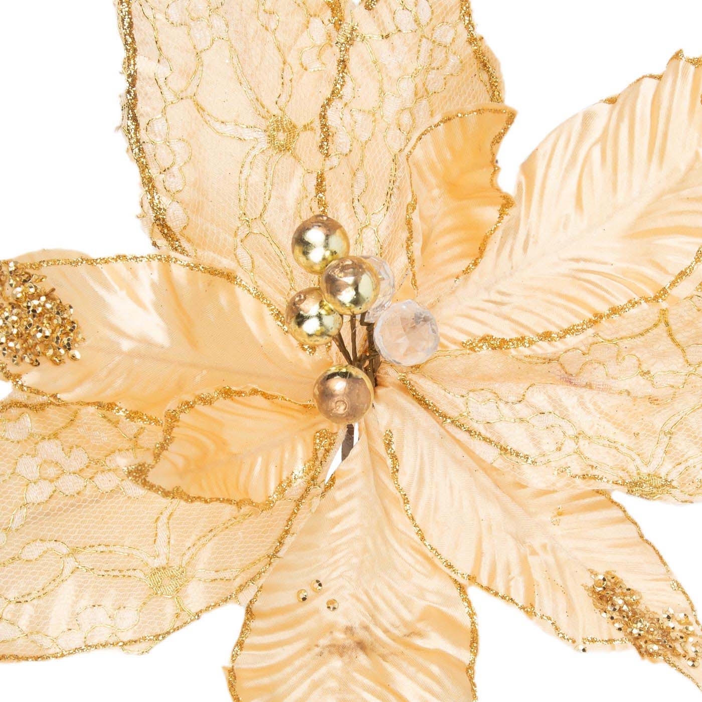 Adorno Navideño Rama Flor JOY Poinsettia Dorada 55 cm Adorno Navideño Rama Flor JOY Poinsettia Dorada 55 cm