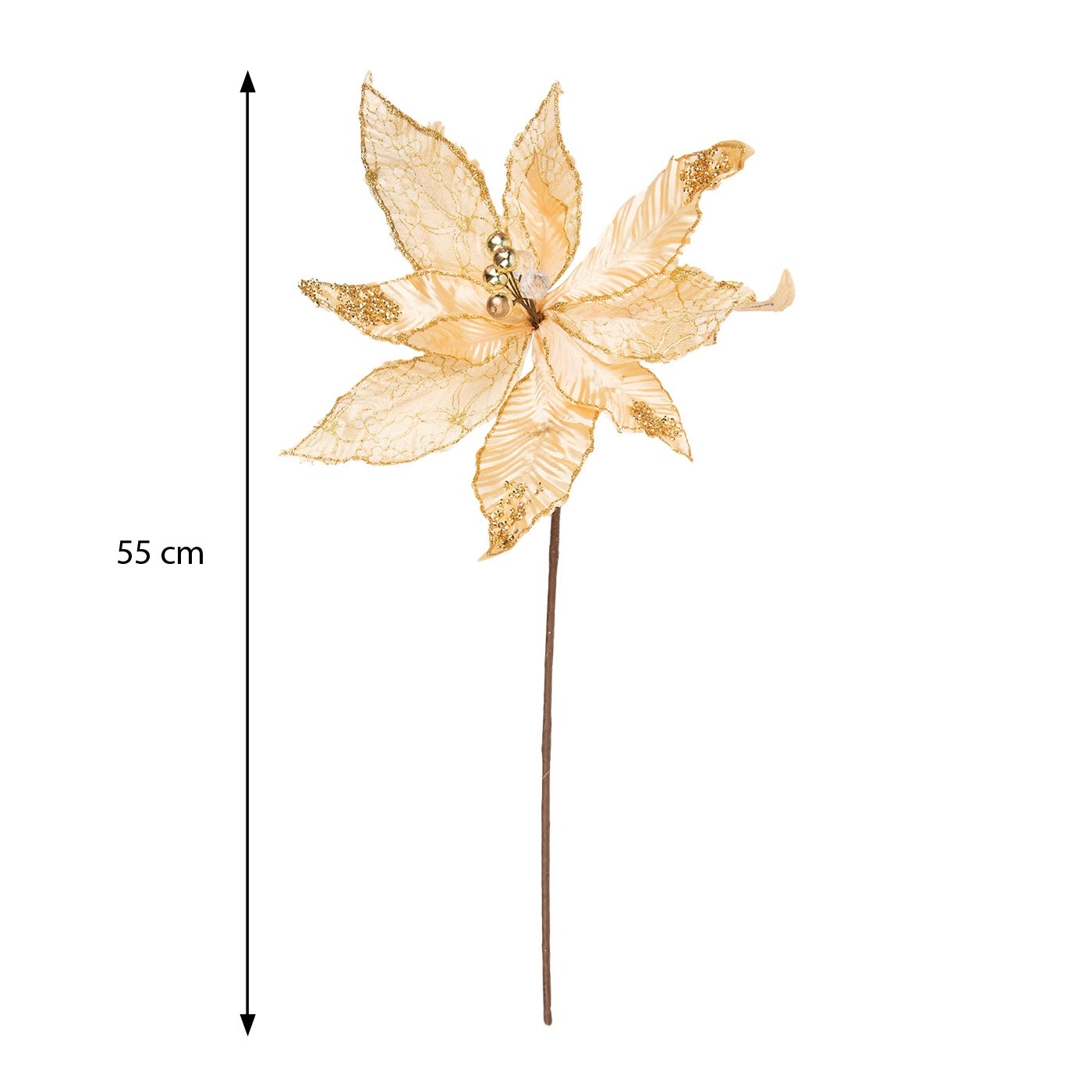 Adorno Navideño Rama Flor JOY Poinsettia Dorada 55 cm Adorno Navideño Rama Flor JOY Poinsettia Dorada 55 cm