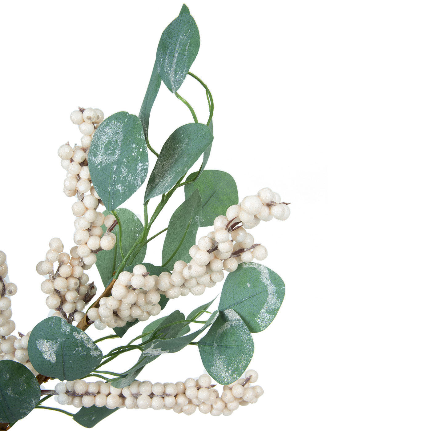 Adorno Navideño Rama JOY Berries Blancas con Hojas Eucalipto 74 cm Adorno Navideño Rama JOY Berries Blancas con Hojas Eucalipto 74 cm