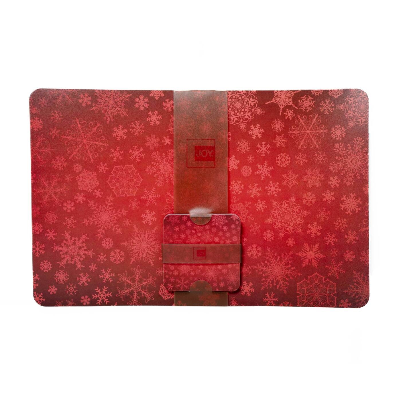 Set x 4 Individuales + 4 Portavasos JOY Copo de Nieve Rojo Set x 4 Individuales + 4 Portavasos JOY Copo de Nieve Rojo