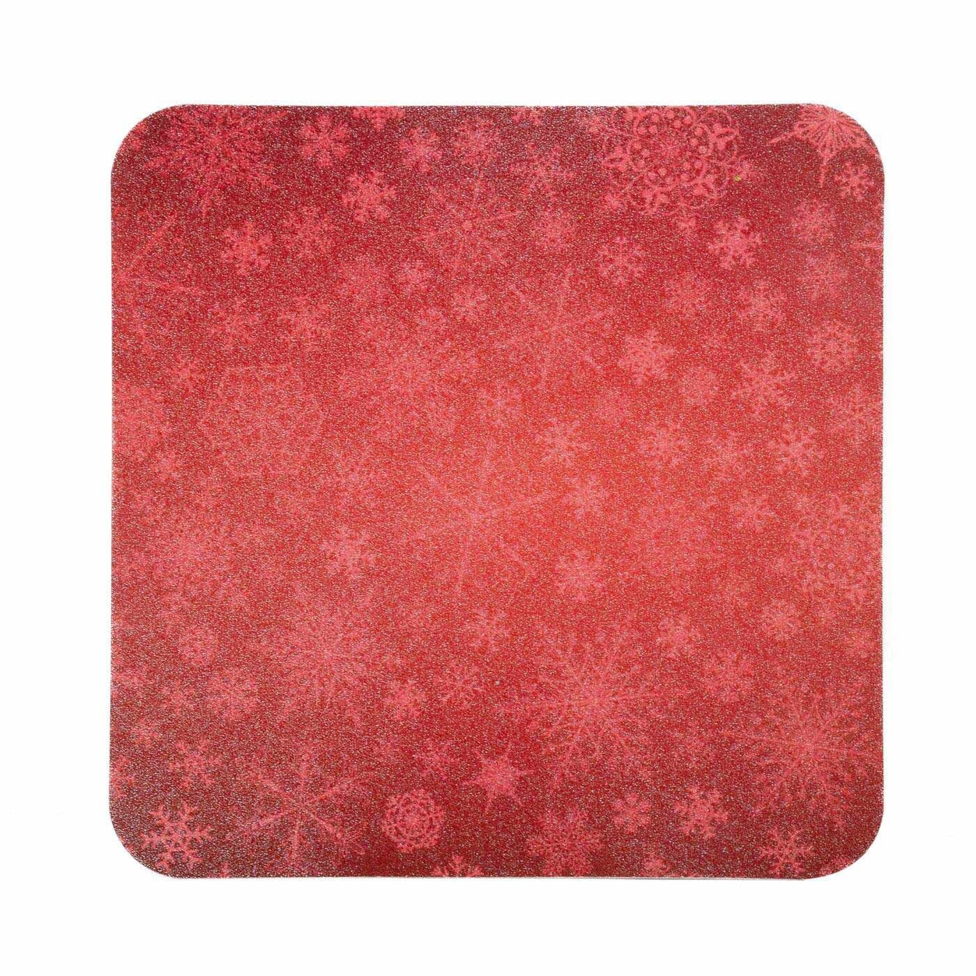 Set x 4 Individuales + 4 Portavasos JOY Copo de Nieve Rojo Set x 4 Individuales + 4 Portavasos JOY Copo de Nieve Rojo