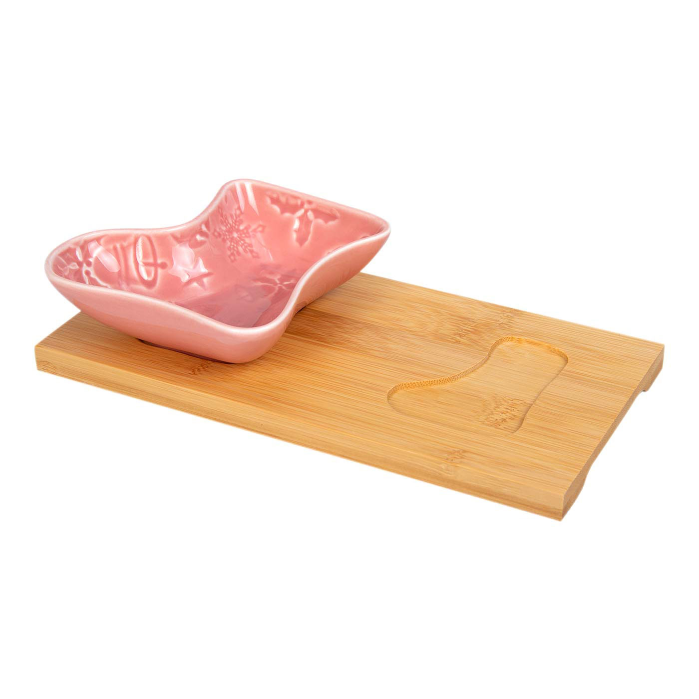 Set x 3 Piezas FREE HOME Platos para Snack Zapatos Rosados Navidad + Bandeja de Bambú Set x 3 Piezas FREE HOME Platos para Snack Zapatos Rosados Navidad + Bandeja de Bambú