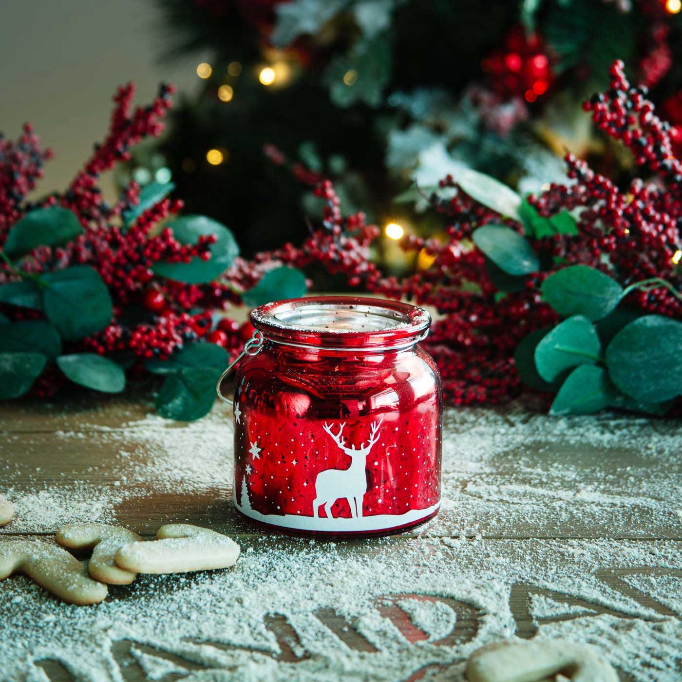 Portavela de Vidrio JOY Reno Rojo 10.5 cm Portavela de Vidrio JOY Reno Rojo 10.5 cm