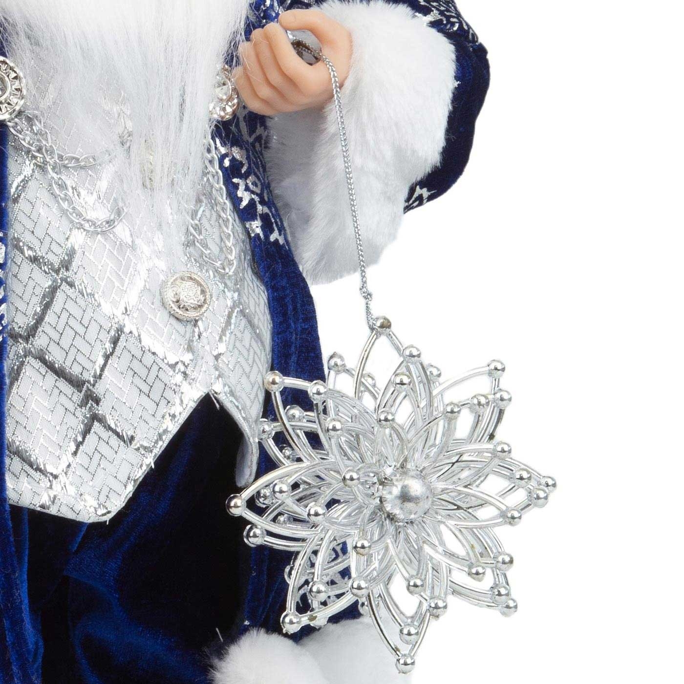 Muñeco Papá Noel JOY Con Traje Azul, Bolsa de Regalos y Estrella 45 cm Muñeco Papá Noel JOY Con Traje Azul, Bolsa de Regalos y Estrella 45 cm