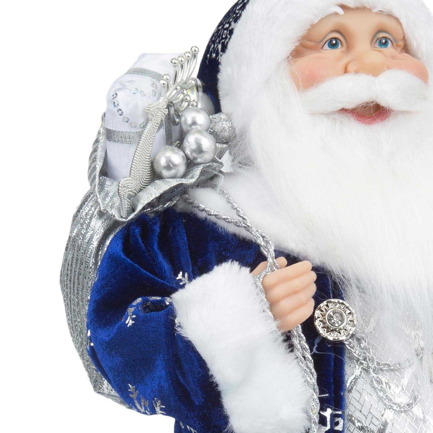 Muñeco Papá Noel JOY Con Traje Azul, Bolsa de Regalos y Estrella 45 cm Muñeco Papá Noel JOY Con Traje Azul, Bolsa de Regalos y Estrella 45 cm